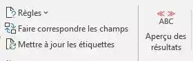 Mettre à jour les étiquettes et aperçu des résultats - Publipostage Word